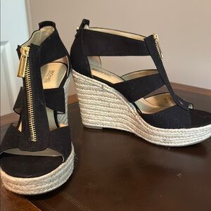 Michael Kors Black Espadrille Wedges Size 8.5